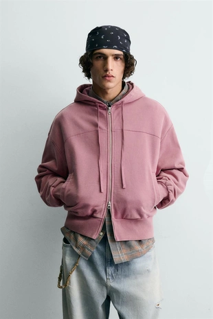 Толстовка BOXY FIT из ткани с эффектом потертости- Заказать в России