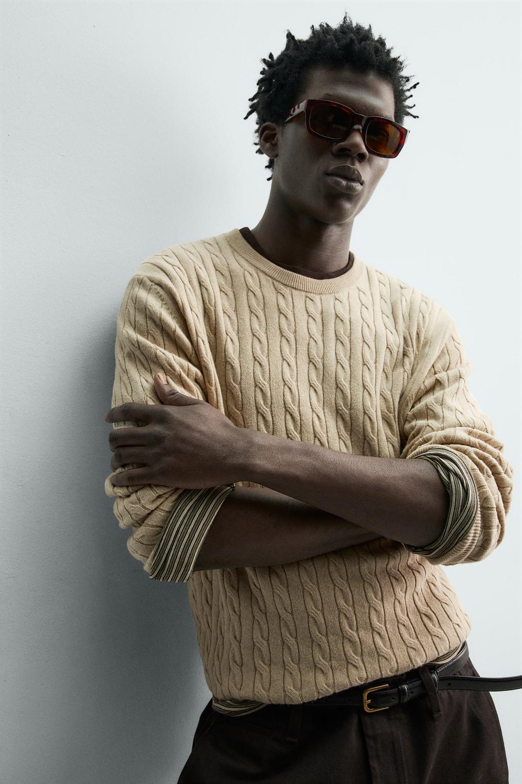 ДЖЕМПЕР С КОСАМИ ИЗ СМЕСОВОГО ХЛОПКА