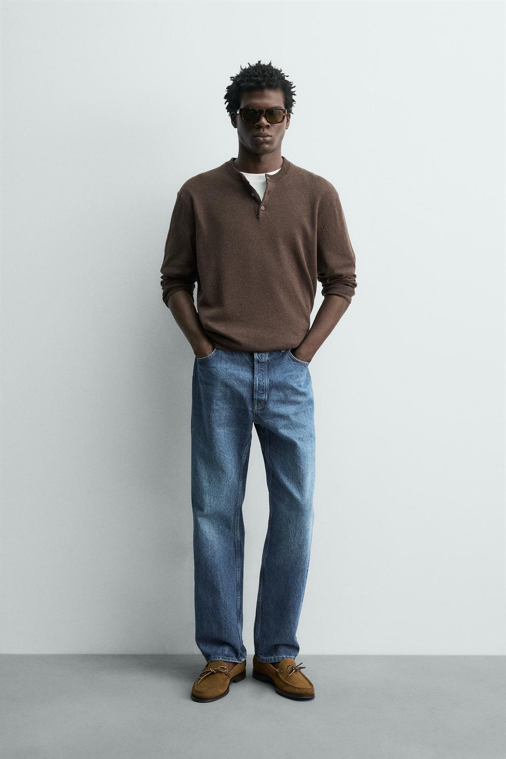 СВИТЕР С ВОРОТНИКОМ НА ПУГОВИЦАХ ИЗ СМЕСОВОГО ХЛОПКА