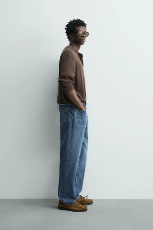 Свитер с воротником на пуговицах из смесового хлопка