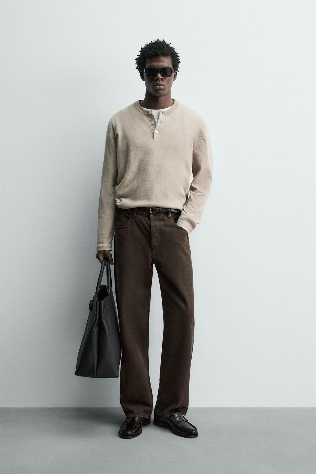 СВИТЕР С ВОРОТНИКОМ НА ПУГОВИЦАХ ИЗ СМЕСОВОГО ХЛОПКА