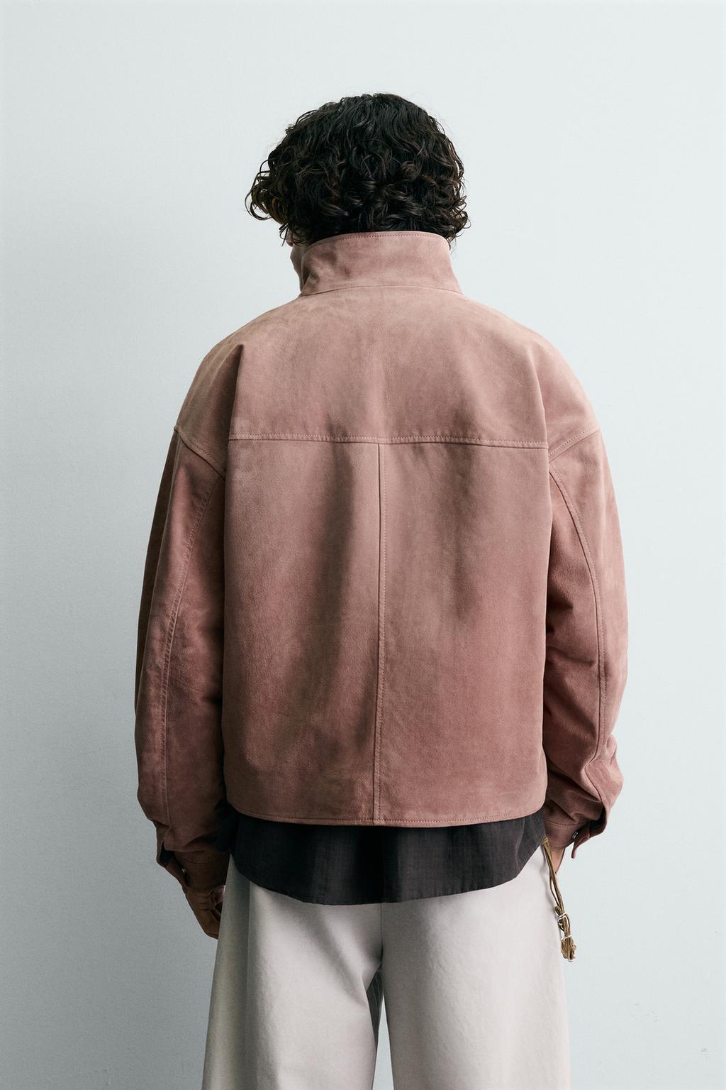 УКОРОЧЕННАЯ КУРТКА ИЗ ЗАМШЕВОЙ КОЖИ