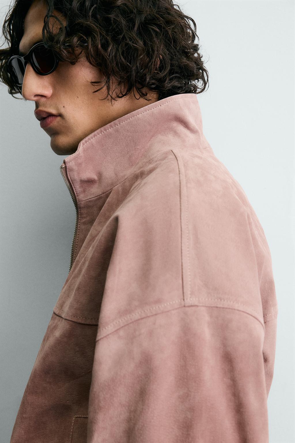 УКОРОЧЕННАЯ КУРТКА ИЗ ЗАМШЕВОЙ КОЖИ