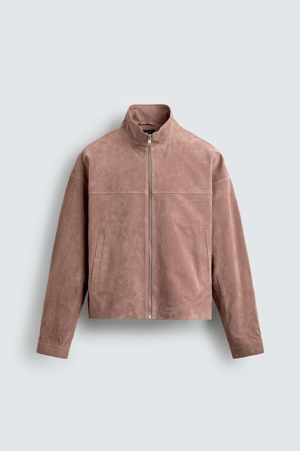 УКОРОЧЕННАЯ КУРТКА ИЗ ЗАМШЕВОЙ КОЖИ