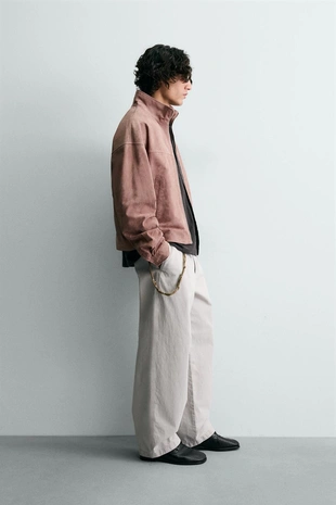 Укороченная куртка из замшевой кожи- Заказать в России