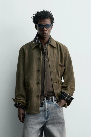 Куртка замшевая в винтажном стиле- Заказать в России