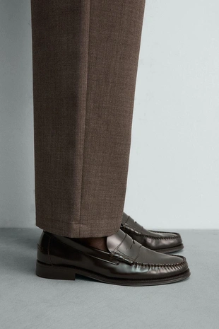 Кожаные лоферы с планкой- Заказать в России