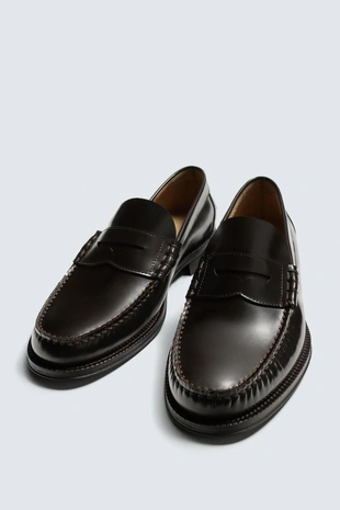 Кожаные лоферы с планкой- Заказать в России