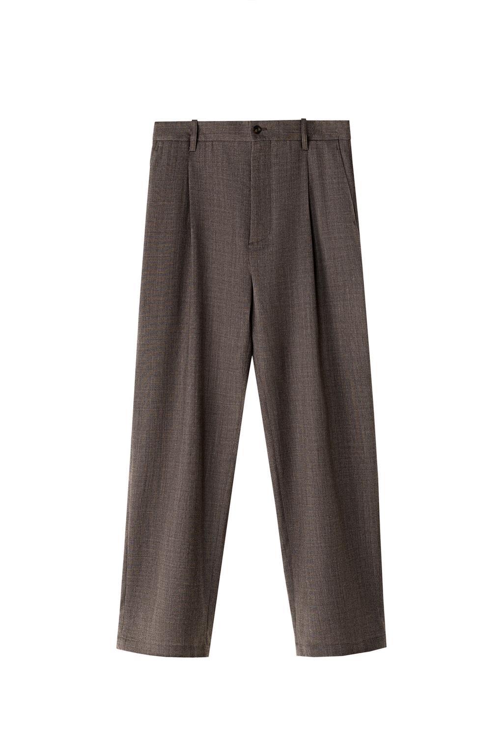 БРЮКИ ИЗ СМЕСОВОЙ ШЕРСТИ С ЗАЩИПАМИ