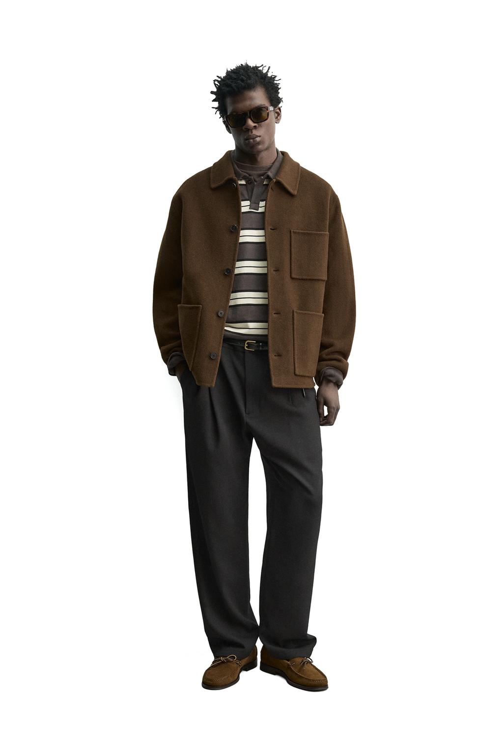 КУРТКА-РУБАШКА КЛАССИЧЕСКОГО КРОЯ ИЗ 100% ШЕРСТИ