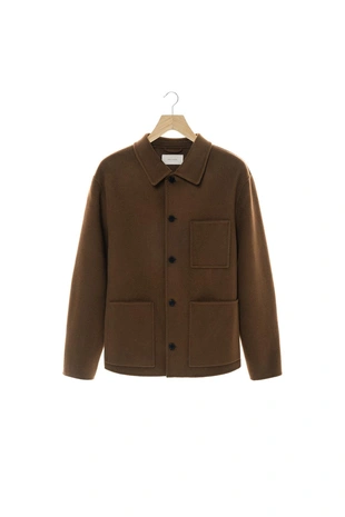 Куртка-рубашка классического кроя из 100% шерсти- Заказать в России