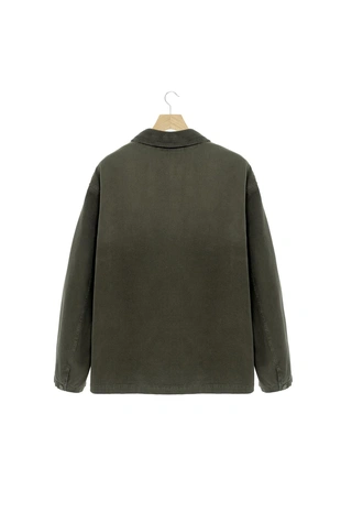 Куртка с воротником из ткани с эффектом потертости- Заказать в России