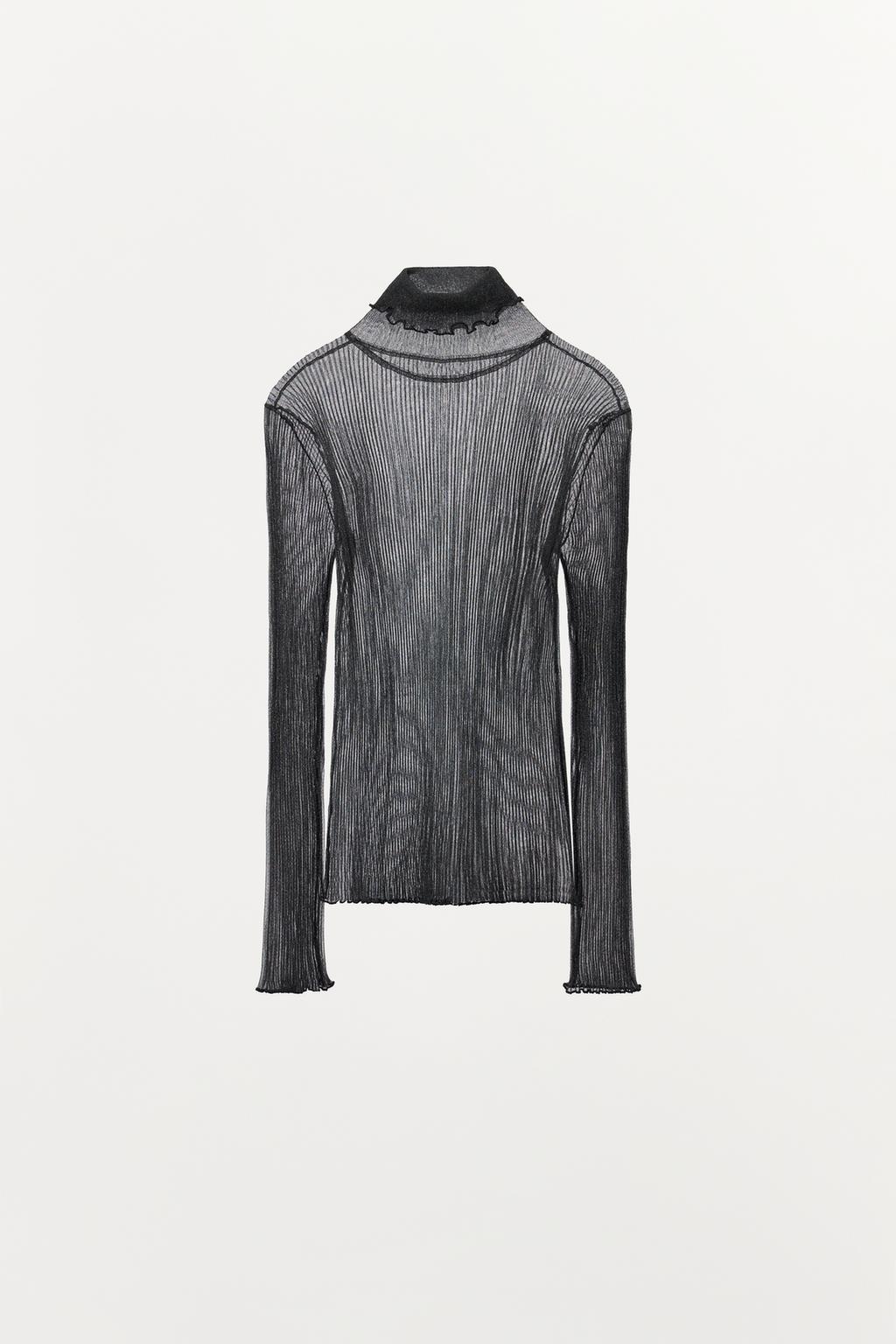 ТОП ИЗ ТОНКОГО ТРИКОТАЖА С ВОРОТНИКОМ-СТОЙКОЙ