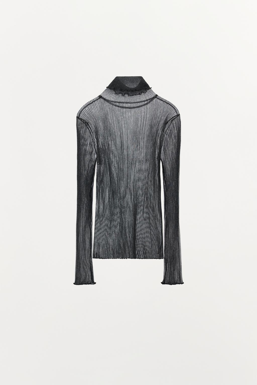 ТОП ИЗ ТОНКОГО ТРИКОТАЖА С ВОРОТНИКОМ-СТОЙКОЙ