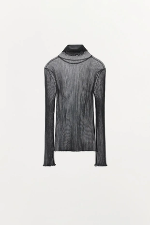 Топ из тонкого трикотажа с воротником-стойкой- Заказать в России