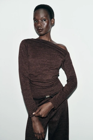 Топ асимметричного кроя из ткани пике- Заказать в России