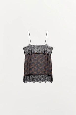 Топ с принтом из 100% вискозы с кружевом- Заказать в России