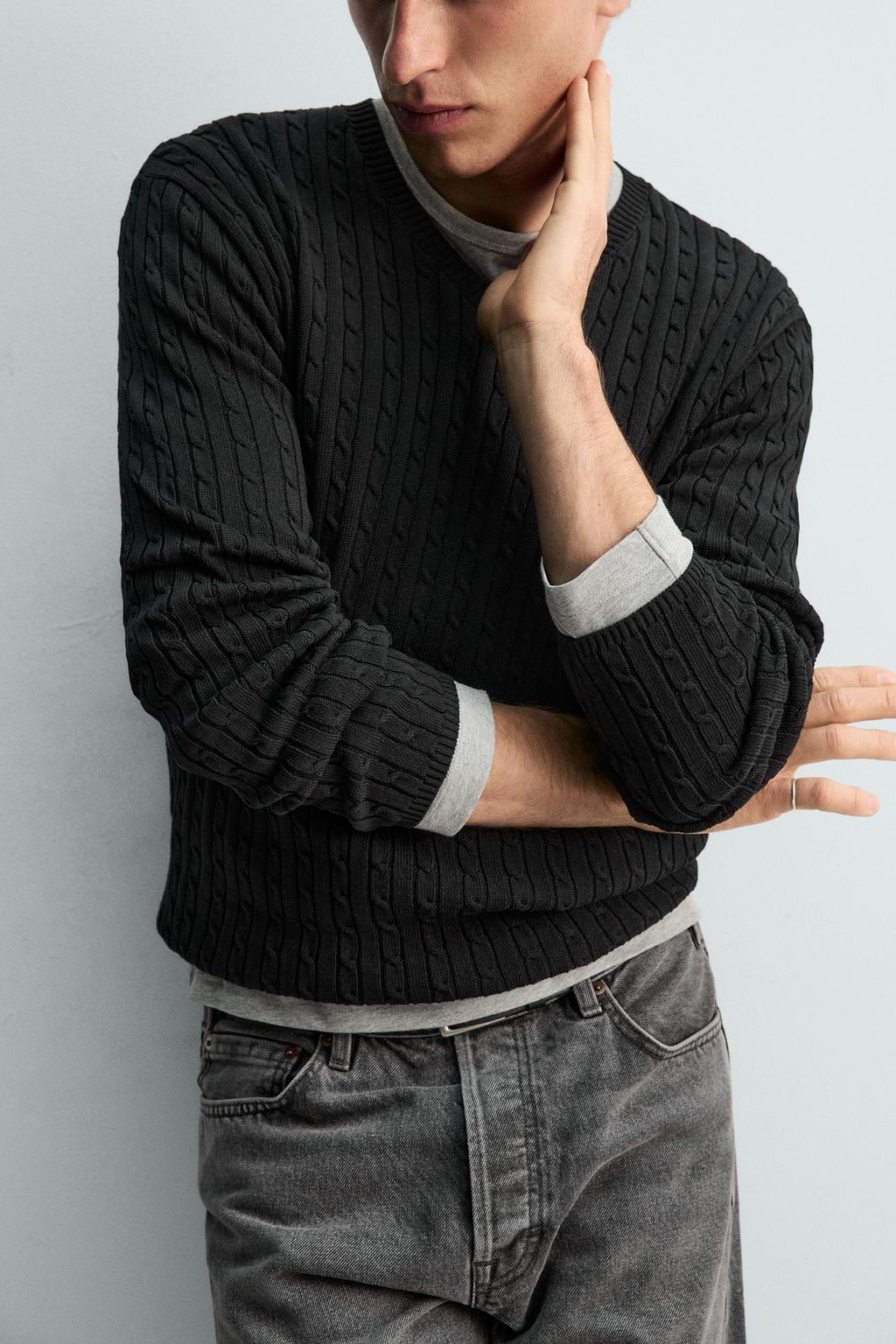 СВИТЕР С УЗОРОМ «КОСЫ»