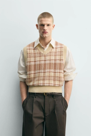 Жилет JACQUARD в клетку- Заказать в России