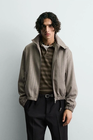 Укороченная куртка в елочку- Заказать в России