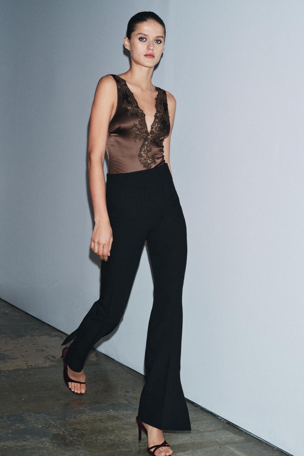 パンツ RAZ Zara Брюки клёш с разрезами коллекция zara «zw» - Цвет черный