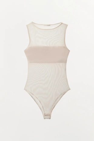 Боди с комбинированным тюлем