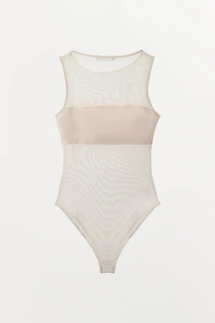 Боди с комбинированным тюлем