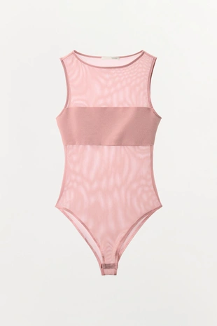 Боди с комбинированным тюлем- Заказать в России