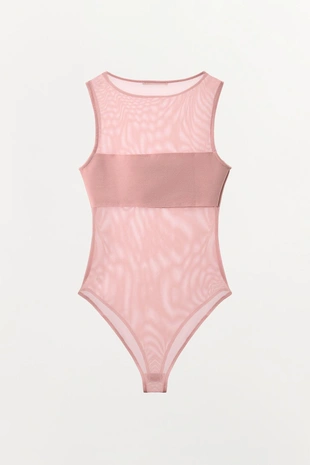 Боди с комбинированным тюлем- Заказать в России