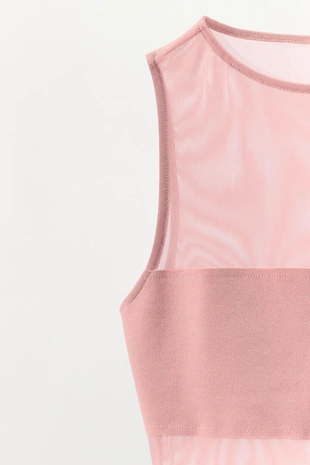 Боди с комбинированным тюлем- Заказать в России