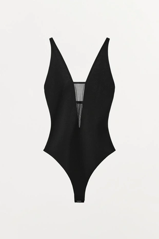 Боди из комбинированного тюля на бретелях- Заказать в России