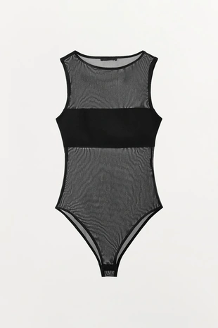 Боди из комбинированной ткани и тюля
