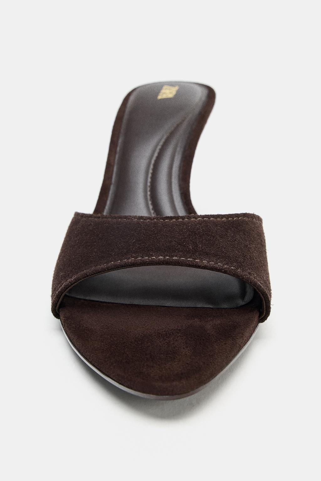 БОСОНОЖКИ НА КАБЛУКЕ ИЗ ЗАМШИ