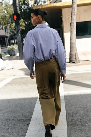 Хлопковая рубашка в полоску- Заказать в России