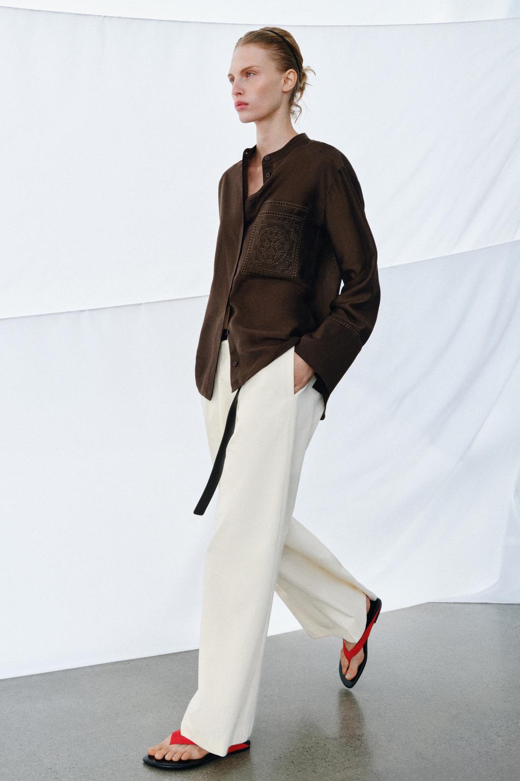 РУБАШКА С КАРМАНОМ И ВЫШИВКОЙ — ZW COLLECTION