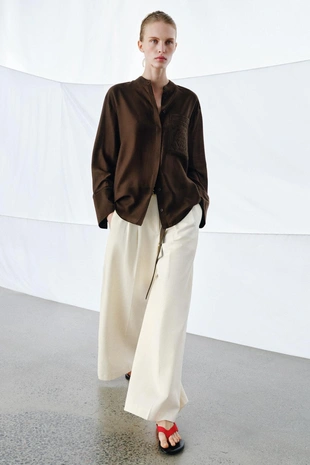 Рубашка с карманом и вышивкой — ZW COLLECTION- Заказать в России