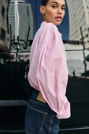 Рубашка из хлопка в полоску- Заказать в России