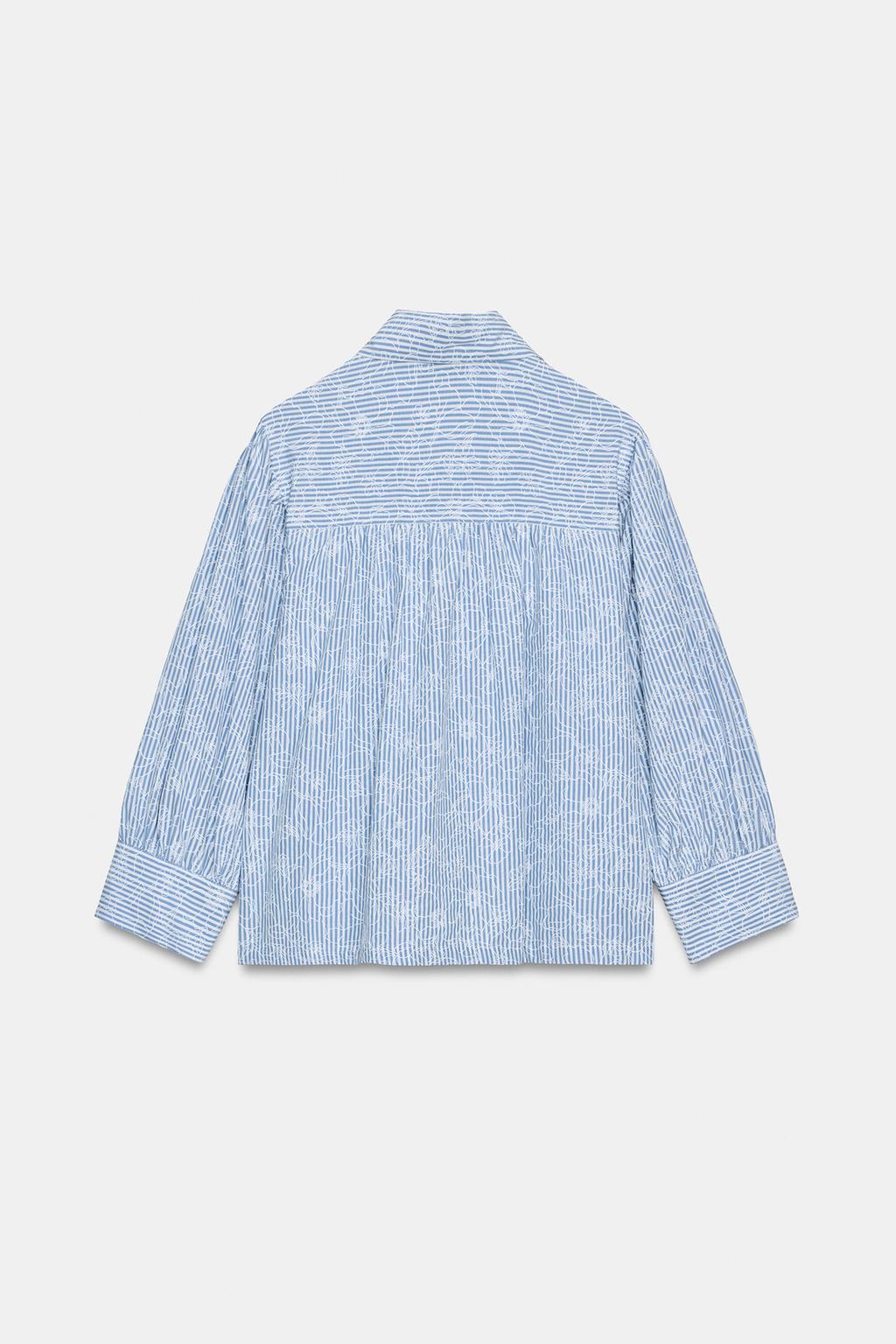 РУБАШКА В ПОЛОСКУ С ЦВЕТОЧНЫМ ПРИНТОМ