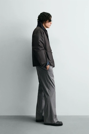 Куртка с вощеной отделкой и комбинированным воротником- Заказать в России