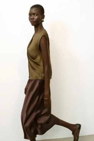 Атласный топ с узлом- Заказать в России