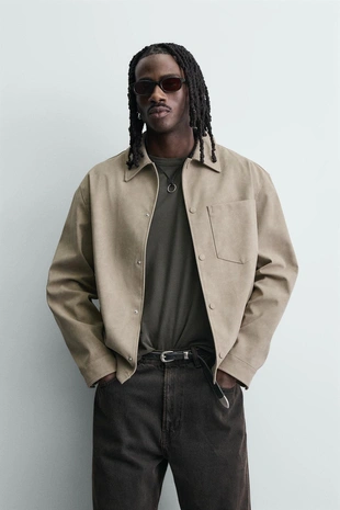 Куртка-рубашка из искусственной замши- Заказать в России