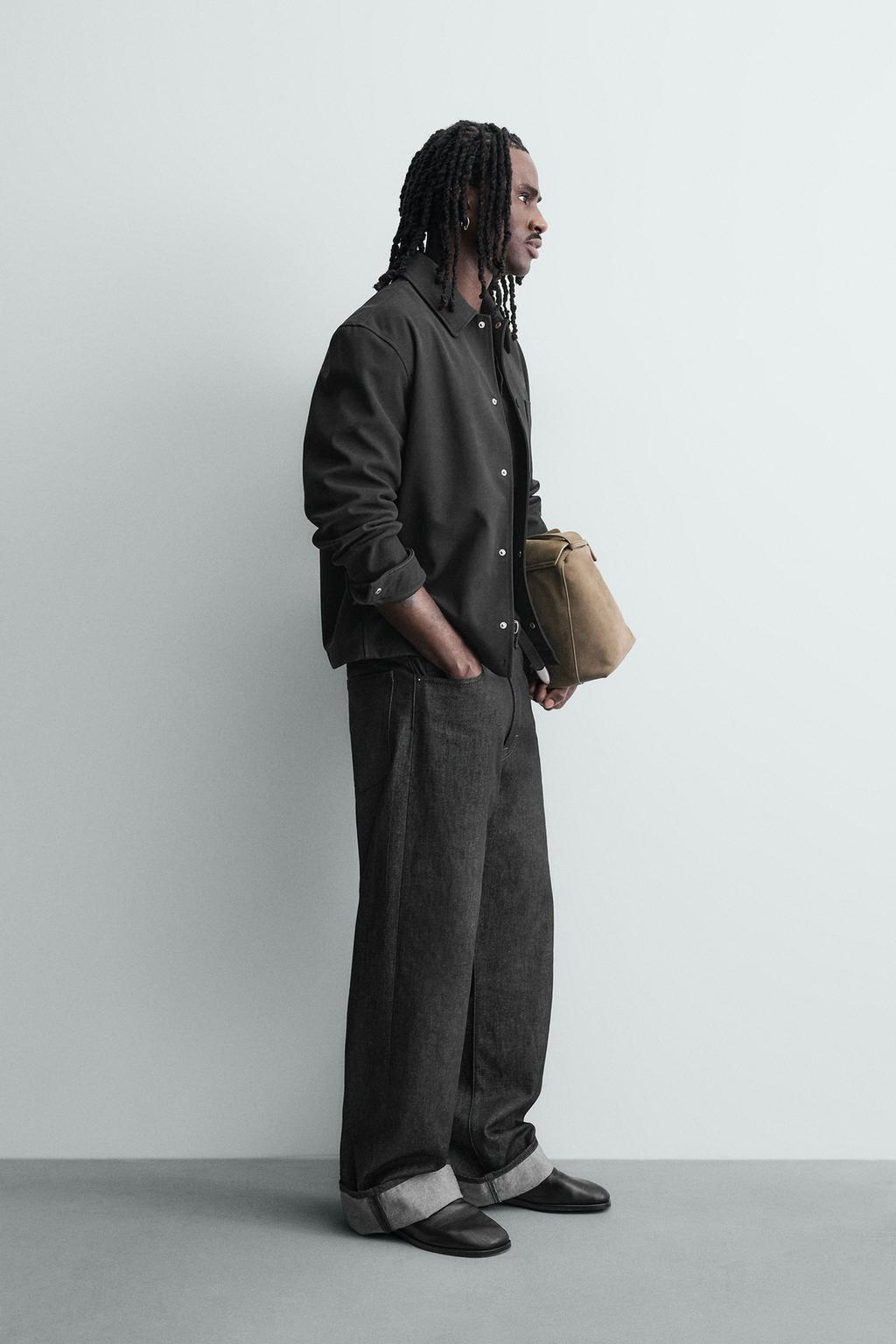 КУРТКА-РУБАШКА СВОБОДНОГО КРОЯ ИЗ ИСКУССТВЕННОЙ ЗАМШИ