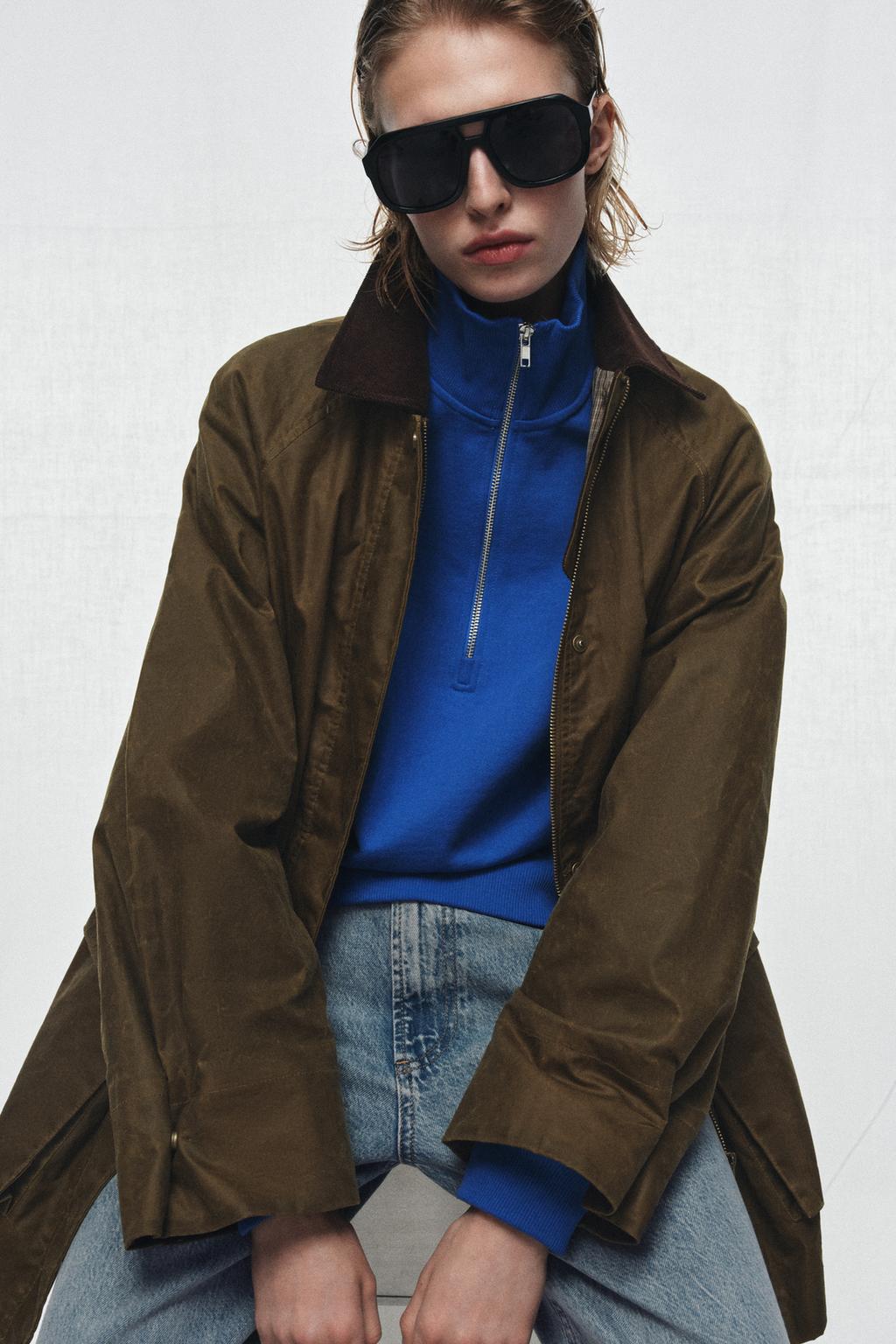 КУРТКА С ВОЩЕНЫМ ПОКРЫТИЕМ И ВЕЛЬВЕТОВЫМ ВОРОТНИКОМ — ZW COLLECTION