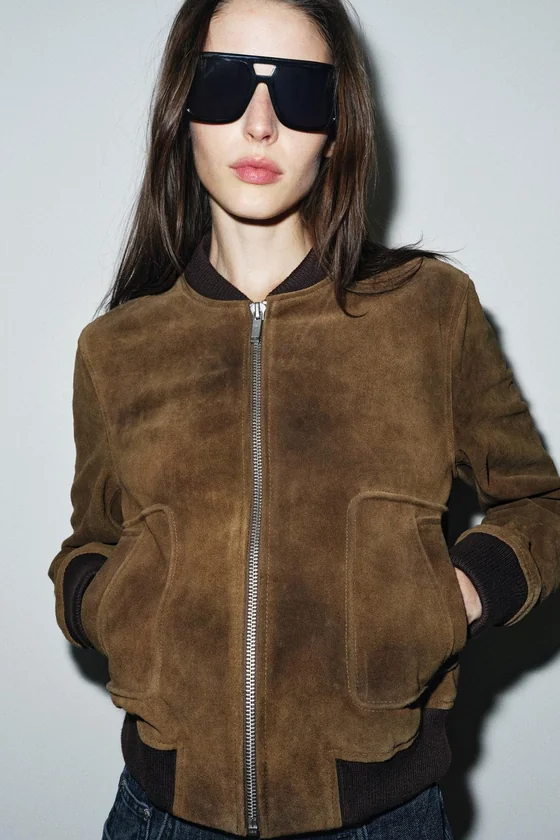 БОМБЕР ИЗ 100% ЗАМШИ — , коллекция Zara «ZW»