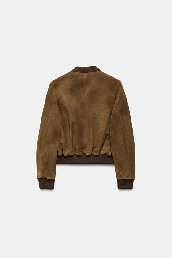 БОМБЕР ИЗ 100% ЗАМШИ — , коллекция Zara «ZW»