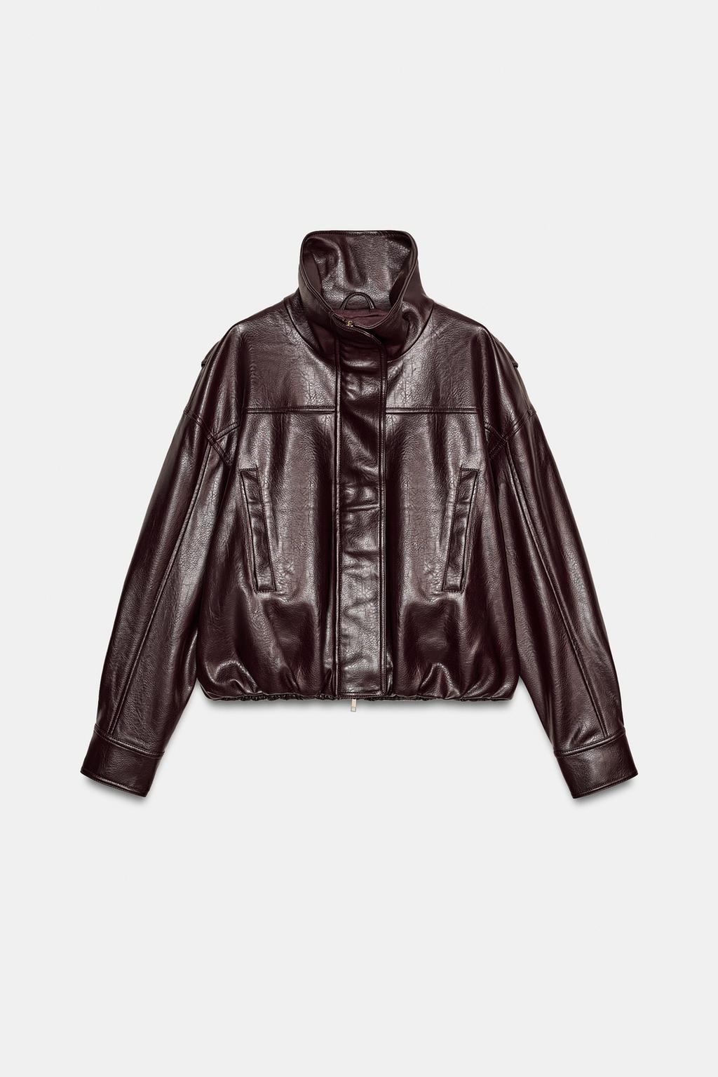 Zara Куртка из искусственной кожи со складками - Цвет темно