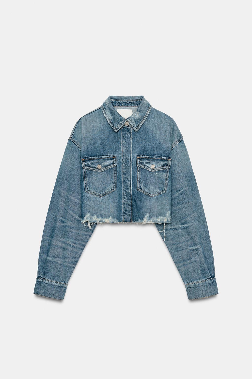 УКОРОЧЕННАЯ ДЖИНСОВАЯ КУРТКА-РУБАШКА TRF