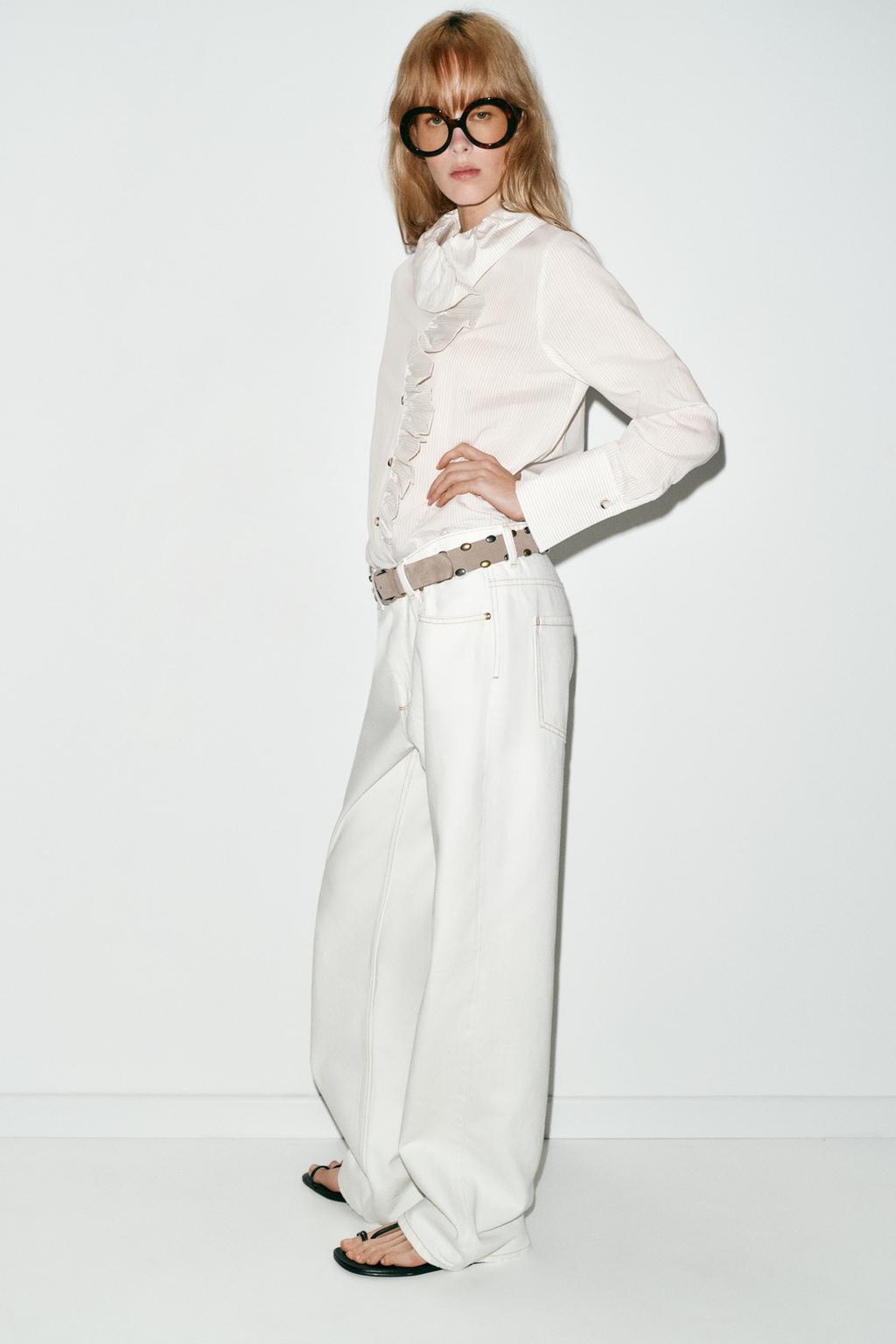 РУБАШКА В ПОЛОСКУ С ВОЛАНАМИ