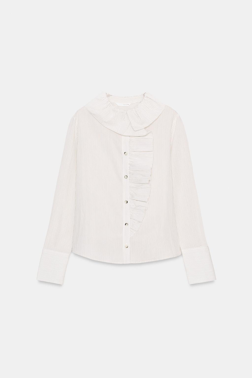 РУБАШКА В ПОЛОСКУ С ВОЛАНАМИ