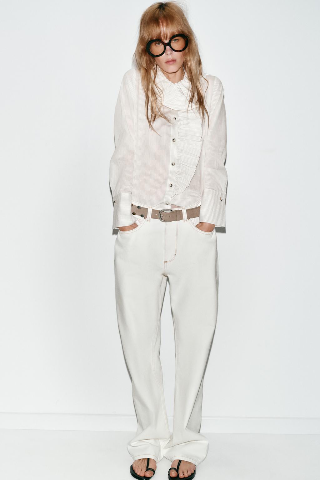 РУБАШКА В ПОЛОСКУ С ВОЛАНАМИ